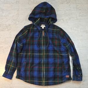 L.L. Bean Vintage Womans Size Medium Plaolid Flannel Jacket Shirt
